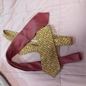 Bundle- Valentino Pink and Gold Silk Bow Tie with Matching Tie